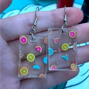 Resin citrus earrings.